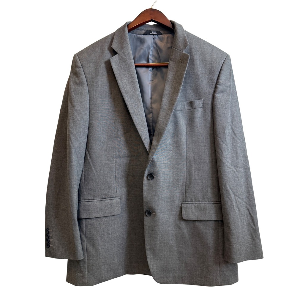 J.M. Haggar Sport Coat Mens 44L Grey Classic Fit Two Button Blazer 1023641